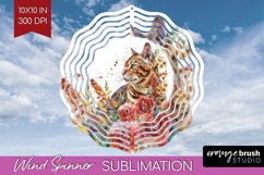 Floral Cat Wind Spinner Sublimation PNG - Flowers Round Product Image 1