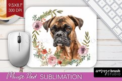 Floral Dog Mouse Pad Sublimation - Flowers Mousepad PNG Product Image 1