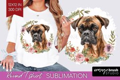 Floral Dog Round Tshirt Background - Flowers PNG Sublimation Product Image 1