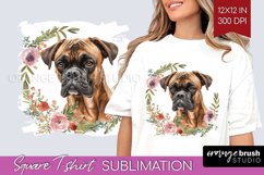 Floral Dog Square Tshirt Background - Flowers PNG Product Image 1
