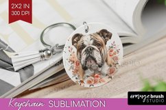 Floral Dog Keychain PNG - Flowers Keychain Sublimation Product Image 1