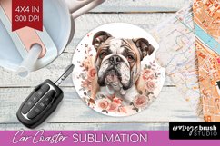 Floral Dog Car Coaster - Flowers Coaster PNG Sublimation Product Image 1