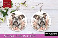 Floral Dog Round Earrings - Flowers PNG Sublimation Product Image 1