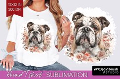 Floral Dog Round Tshirt Background - Flowers PNG Sublimation Product Image 1