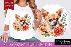 Floral Dog Round Tshirt Background - Flowers PNG Sublimation Product Image 1