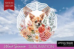 Floral Dog Wind Spinner Sublimation PNG - Flowers Round Product Image 1