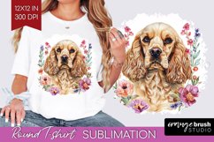 Floral Dog Round Tshirt Background - Flowers PNG Sublimation Product Image 1