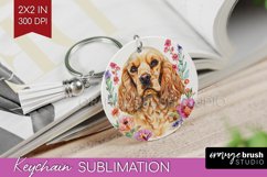 Floral Dog Keychain PNG - Flowers Keychain Sublimation Product Image 1