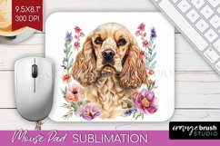 Floral Dog Mouse Pad Sublimation - Flowers Mousepad PNG Product Image 1