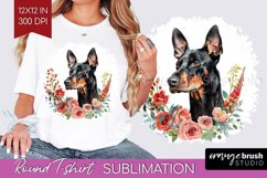 Floral Dog Round Tshirt Background - Flowers PNG Sublimation Product Image 1