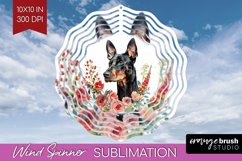 Floral Dog Wind Spinner Sublimation PNG - Flowers Round Product Image 1