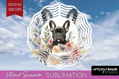 Floral Dog Wind Spinner Sublimation PNG - Flowers Round Product Image 1
