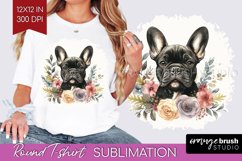 Floral Dog Round Tshirt Background - Flowers PNG Sublimation Product Image 1