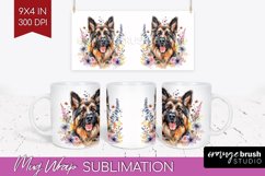 Floral Dog Mug Wrap - Flowers Mug PNG Sublimation Product Image 1