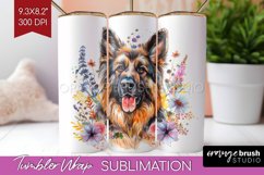 Floral Dog Tumbler Wrap - Flowers Tumbler PNG Sublimation Product Image 1