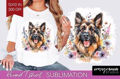 Floral Dog Round Tshirt Background - Flowers PNG Sublimation Product Image 1