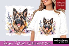 Floral Dog Square Tshirt Background - Flowers PNG Product Image 1