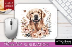 Floral Dog Mouse Pad Sublimation - Flowers Mousepad PNG Product Image 1