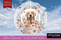 Floral Dog Wind Spinner Sublimation PNG - Flowers Round Product Image 1