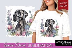 Floral Dog Square Tshirt Background - Flowers PNG Product Image 1