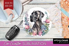 Floral Dog Car Coaster - Flowers Coaster PNG Sublimation Product Image 1