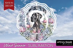 Floral Dog Wind Spinner Sublimation PNG - Flowers Round Product Image 1