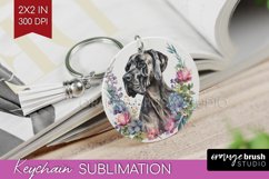 Floral Dog Keychain PNG - Flowers Keychain Sublimation Product Image 1