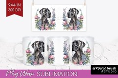 Floral Dog Mug Wrap - Flowers Mug PNG Sublimation Product Image 1