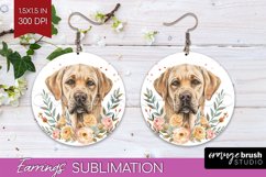 Floral Dog Round Earrings - Flowers PNG Sublimation Product Image 1