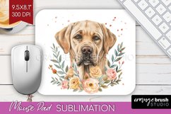 Floral Dog Mouse Pad Sublimation - Flowers Mousepad PNG Product Image 1