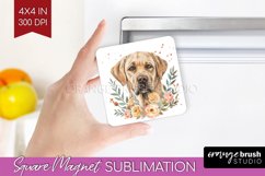 Floral Dog Magnet Sublimation - Flowers Square Magnet PNG Product Image 1