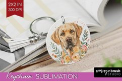 Floral Dog Keychain PNG - Flowers Keychain Sublimation Product Image 1