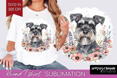 Floral Dog Round Tshirt Background - Flowers PNG Sublimation Product Image 1