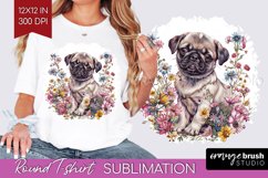 Floral Dog Round Tshirt Background - Flowers PNG Sublimation Product Image 1