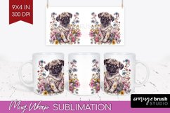 Floral Dog Mug Wrap - Flowers Mug PNG Sublimation Product Image 1