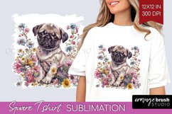 Floral Dog Square Tshirt Background - Flowers PNG Product Image 1