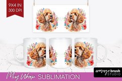 Floral Dog Mug Wrap - Flowers Mug PNG Sublimation Product Image 1