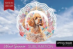Floral Dog Wind Spinner Sublimation PNG - Flowers Round Product Image 1