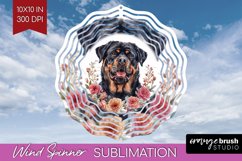 Floral Dog Wind Spinner Sublimation PNG - Flowers Round Product Image 1