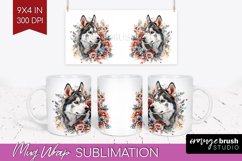 Floral Dog Mug Wrap - Flowers Mug PNG Sublimation Product Image 1