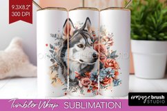 Floral Dog Tumbler Wrap - Flowers Tumbler PNG Sublimation Product Image 1