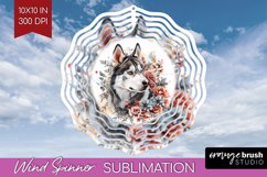 Floral Dog Wind Spinner Sublimation PNG - Flowers Round Product Image 1