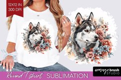 Floral Dog Round Tshirt Background - Flowers PNG Sublimation Product Image 1