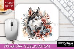 Floral Dog Mouse Pad Sublimation - Flowers Mousepad PNG Product Image 1