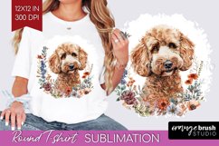 Floral Dog Round Tshirt Background - Flowers PNG Sublimation Product Image 1