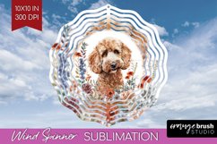 Floral Dog Wind Spinner Sublimation PNG - Flowers Round Product Image 1