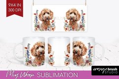 Floral Dog Mug Wrap - Flowers Mug PNG Sublimation Product Image 1