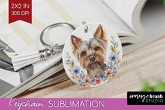 Floral Dog Keychain PNG - Flowers Keychain Sublimation Product Image 1