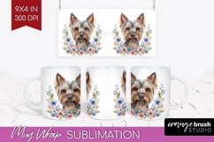 Floral Dog Mug Wrap - Flowers Mug PNG Sublimation Product Image 1