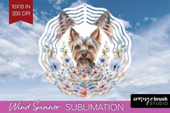 Floral Dog Wind Spinner Sublimation PNG - Flowers Round Product Image 1